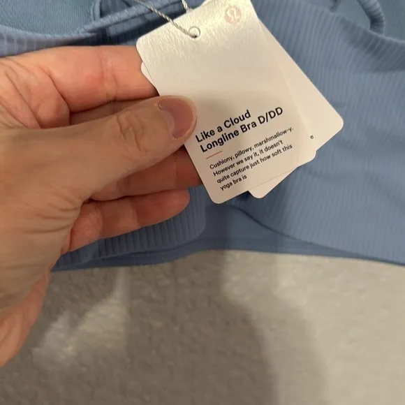 Lululemon Like A Cloud Ribbed Bra *longline size 4 with D/DD cup in blue