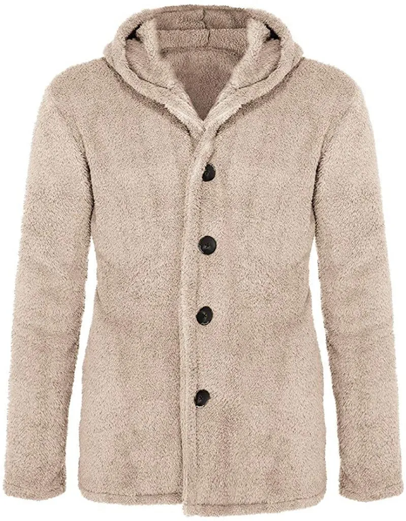 Men Warm Plush Fleece Cardigan Coat