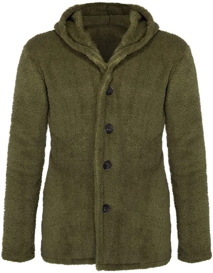 Men Warm Plush Fleece Cardigan Coat