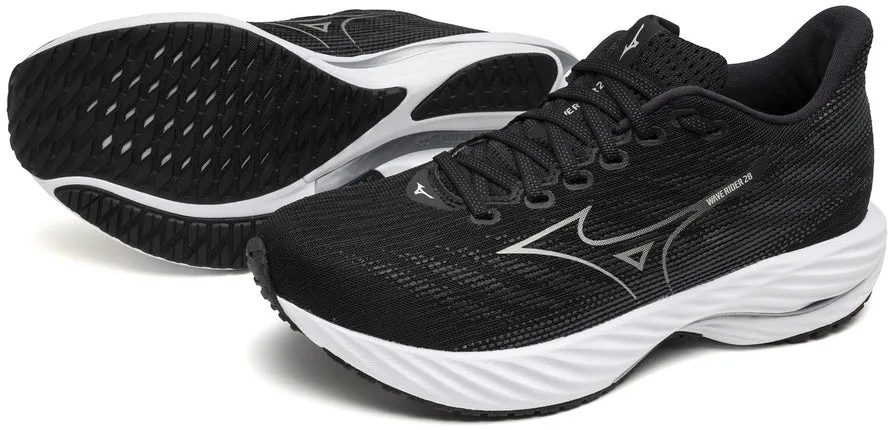 Mizuno Wave Rider 28 WIDE FIT (D) Womens Running Shoes - Black