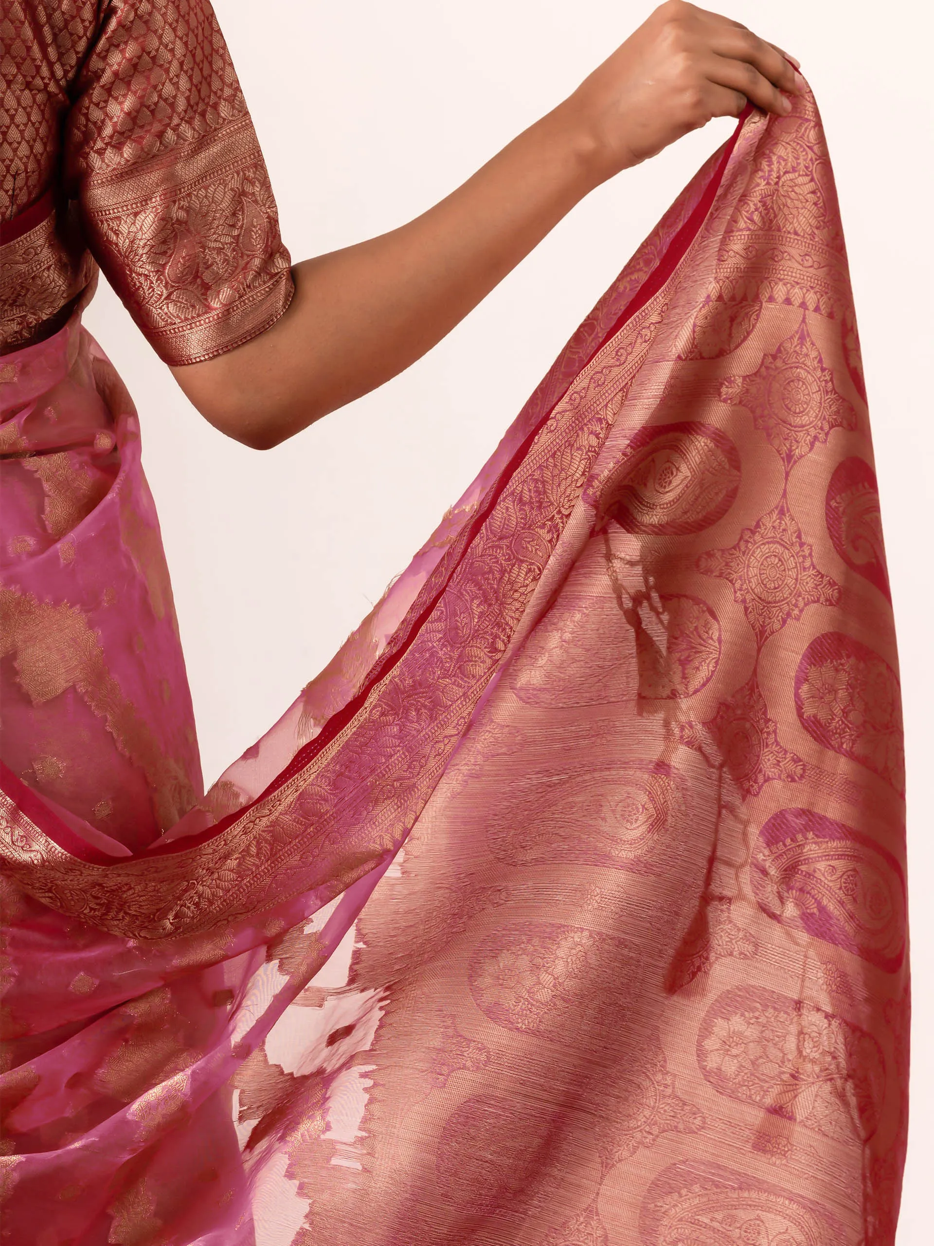Mohini Pink Organza Saree with Blouse fabric