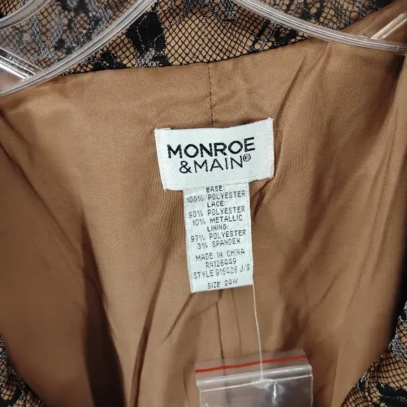 Monroe &amp; Main 2 Pc Plus Size Metallic Lace over TanTaffda Skirt Suit Sz 24