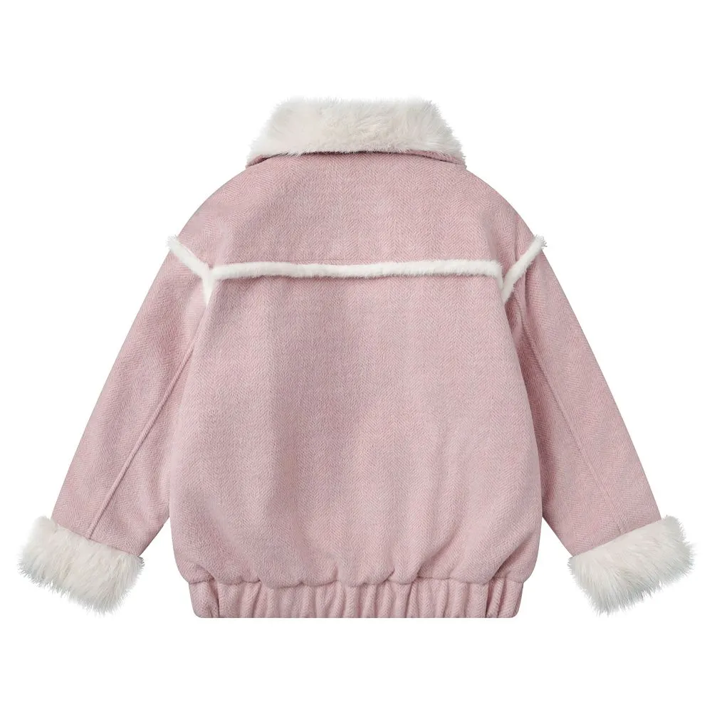 【NOW TREND】Suede Fur Collar Zip Coat