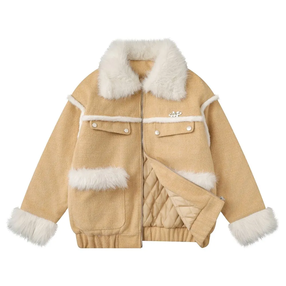 【NOW TREND】Suede Fur Collar Zip Coat