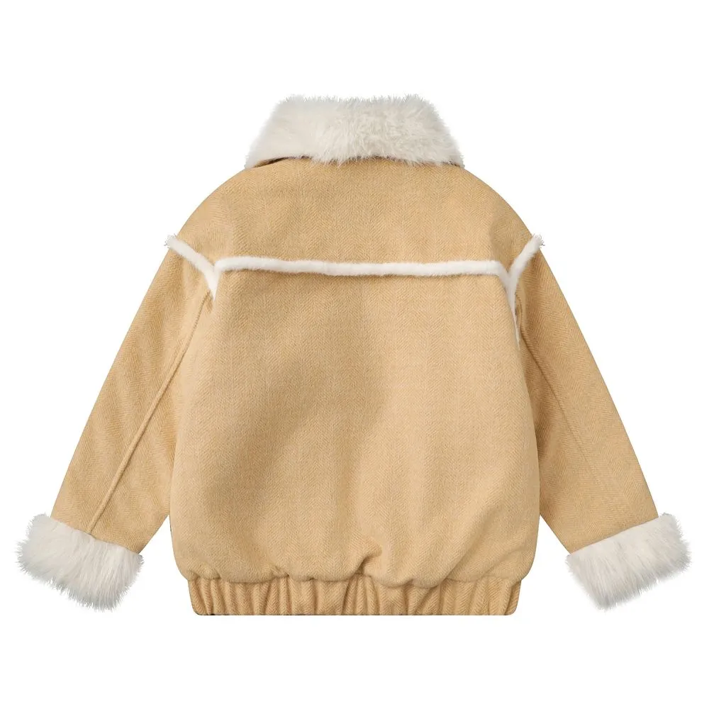 【NOW TREND】Suede Fur Collar Zip Coat