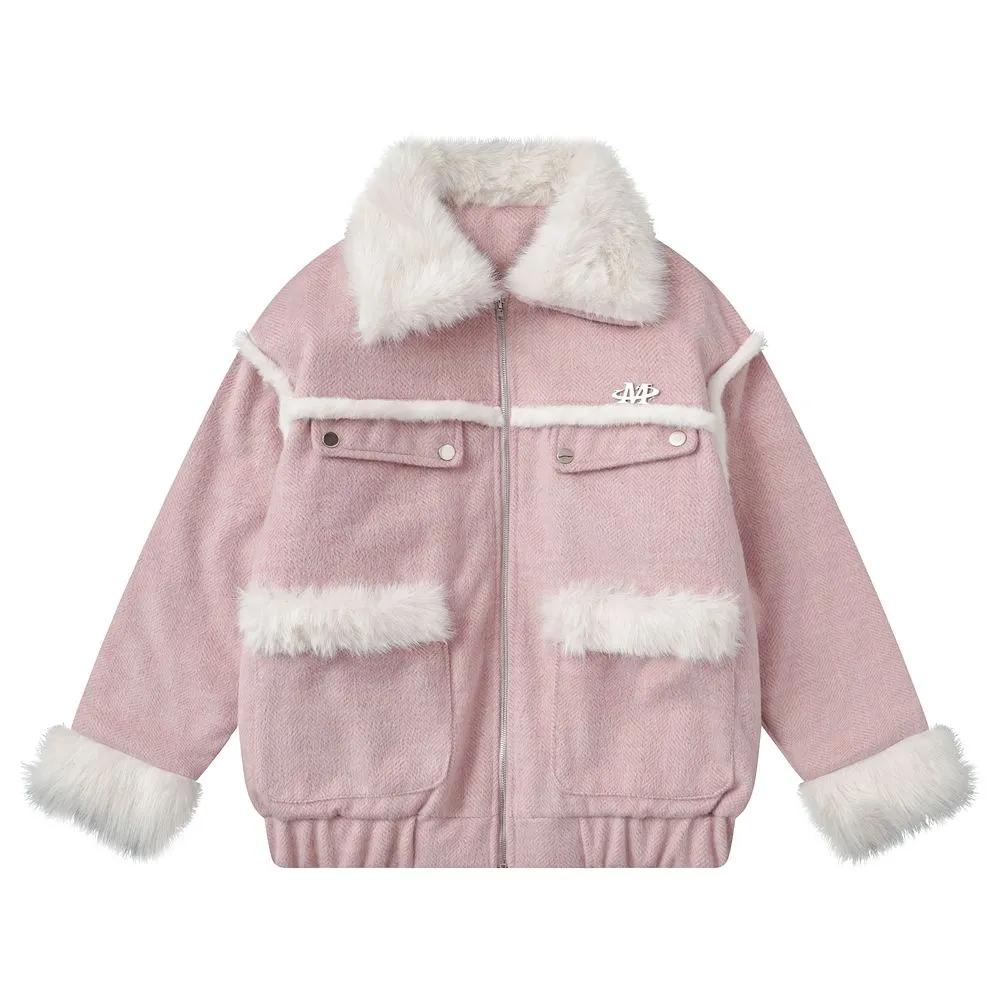 【NOW TREND】Suede Fur Collar Zip Coat