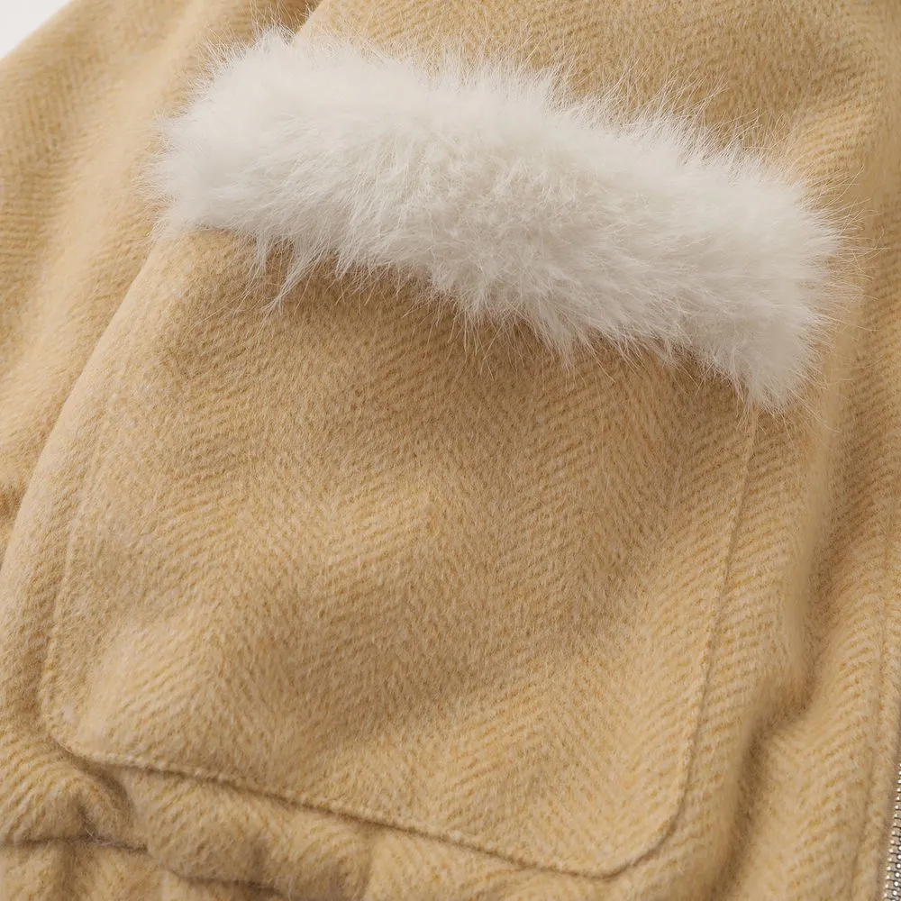 【NOW TREND】Suede Fur Collar Zip Coat