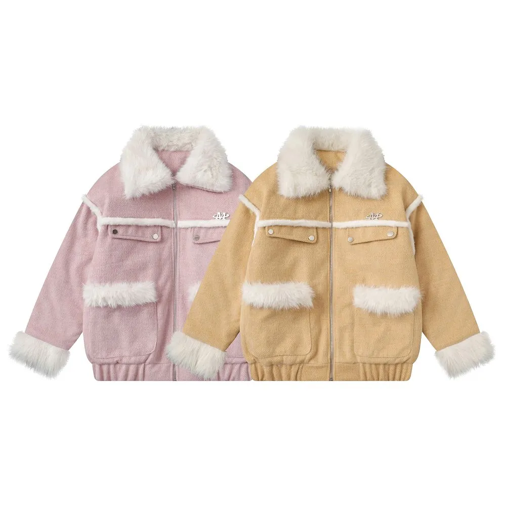 【NOW TREND】Suede Fur Collar Zip Coat