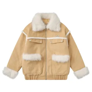 【NOW TREND】Suede Fur Collar Zip Coat