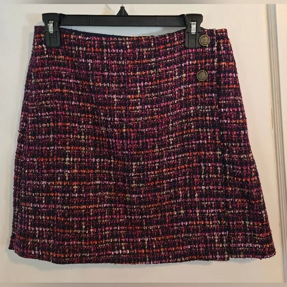 NWT | Ann Taylor LOFT | Tweed Button Trim Mini Wrap Skirt | Size: 4