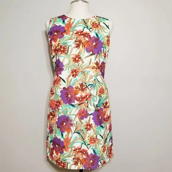 NWT Gibson Latimer Sleeveless Floral Print Dress XL Pleated Tie Back