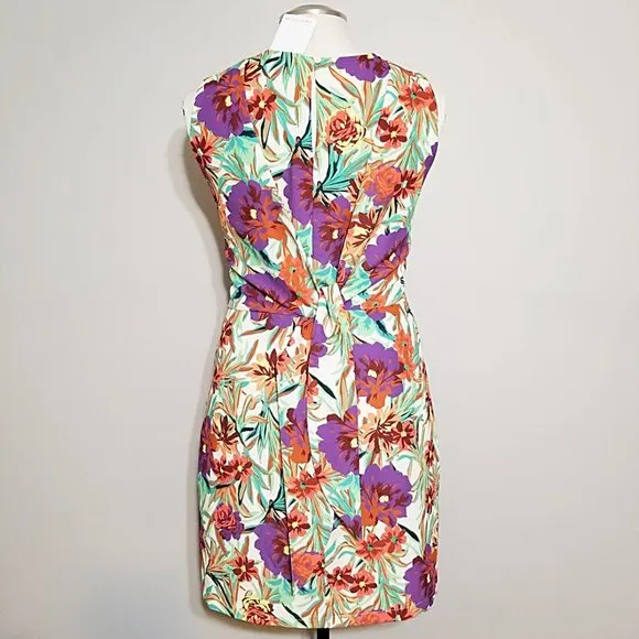 NWT Gibson Latimer Sleeveless Floral Print Dress XL Pleated Tie Back