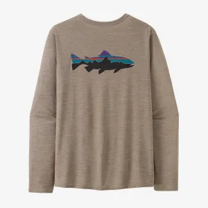 Patagonia Men's Long-Sleeved Capilene® Cool Daily Graphic Shirt - Waters Fitz Roy Trout: Seabird Grey X-Dye