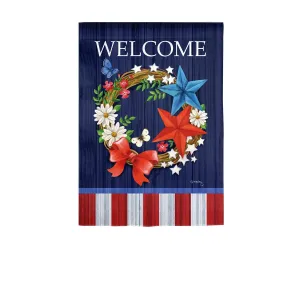 Patriotic Wreath Garden Suede Flag,14s9845