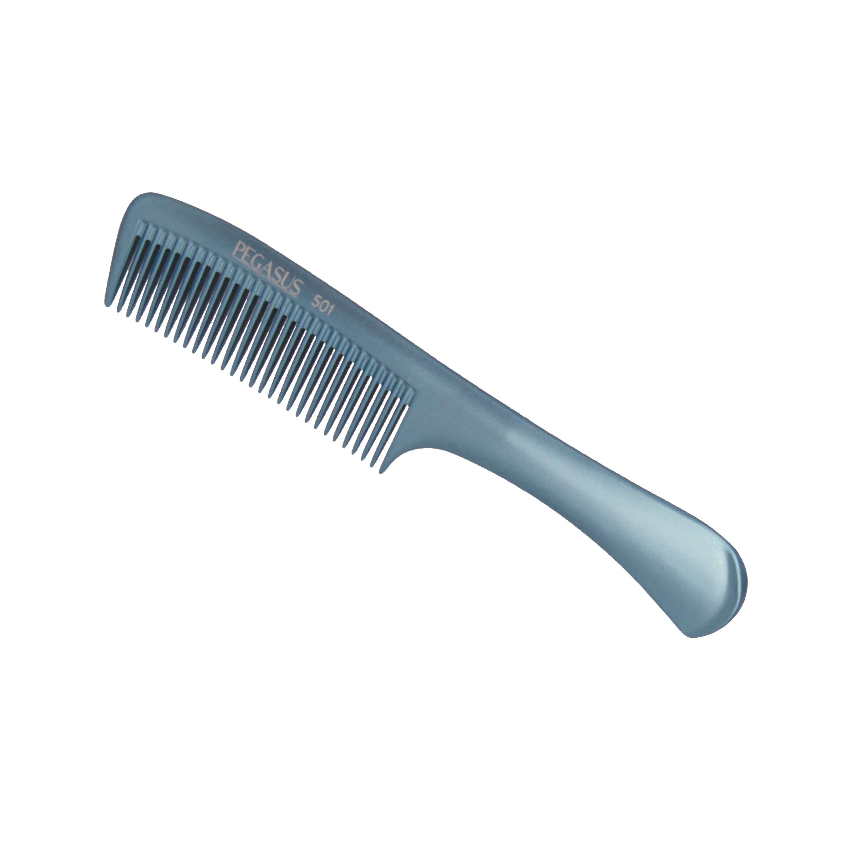 Pegasus MICOLOR 501, 9in Hard Rubber Handle Comb, Handmade, Seamless, Smooth Edges, Anti Static, Heat and Chemically Resistant, Wet Hair, Everyday Grooming Comb | Peines de goma dura - Blue