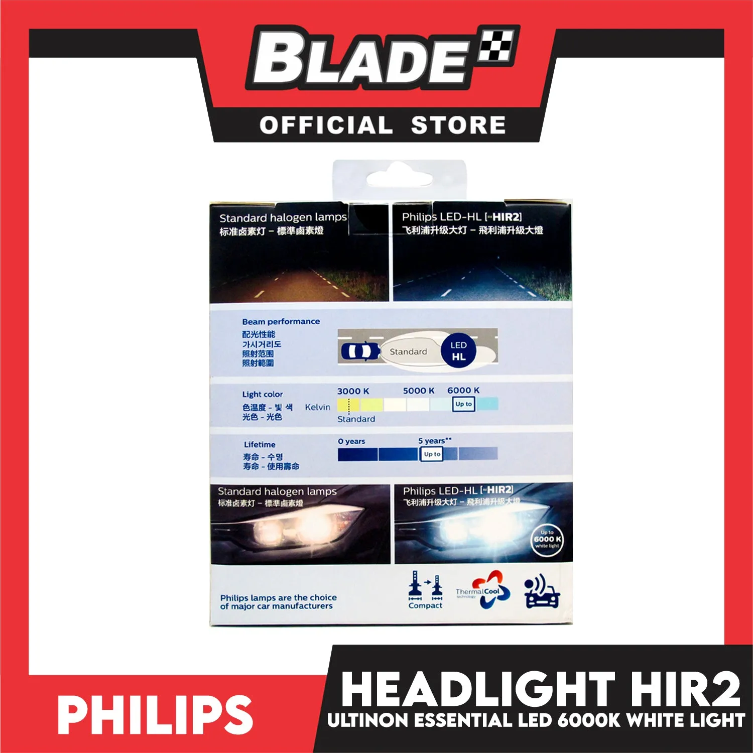 Philips Ultinon Essentials G2 Led Bulbs 6500K 11012UE2X2 HIR2 12-24V 24W- Headlight Bulb
