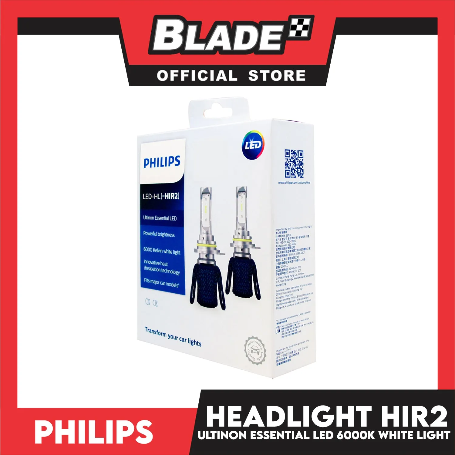 Philips Ultinon Essentials G2 Led Bulbs 6500K 11012UE2X2 HIR2 12-24V 24W- Headlight Bulb