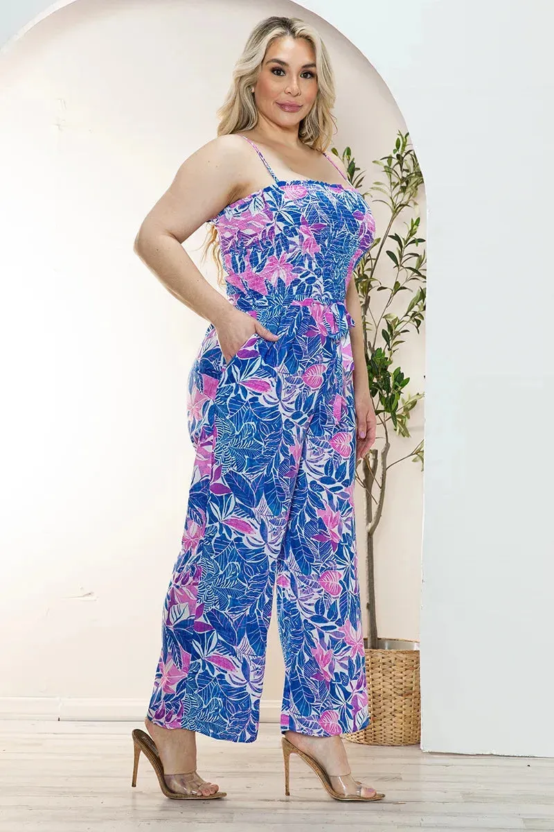 Plus Size Sleeveless Smocked Summer Jumpsuit