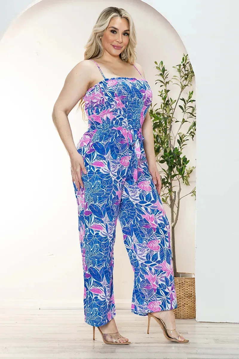 Plus Size Sleeveless Smocked Summer Jumpsuit