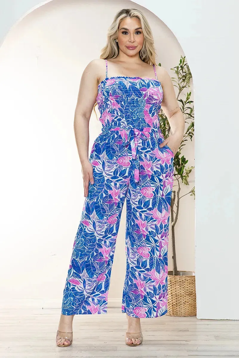 Plus Size Sleeveless Smocked Summer Jumpsuit