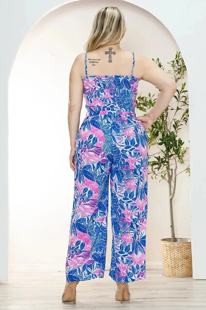 Plus Size Sleeveless Smocked Summer Jumpsuit