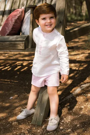 "Zion" Ivory Shirt & Pale Pink Shorts