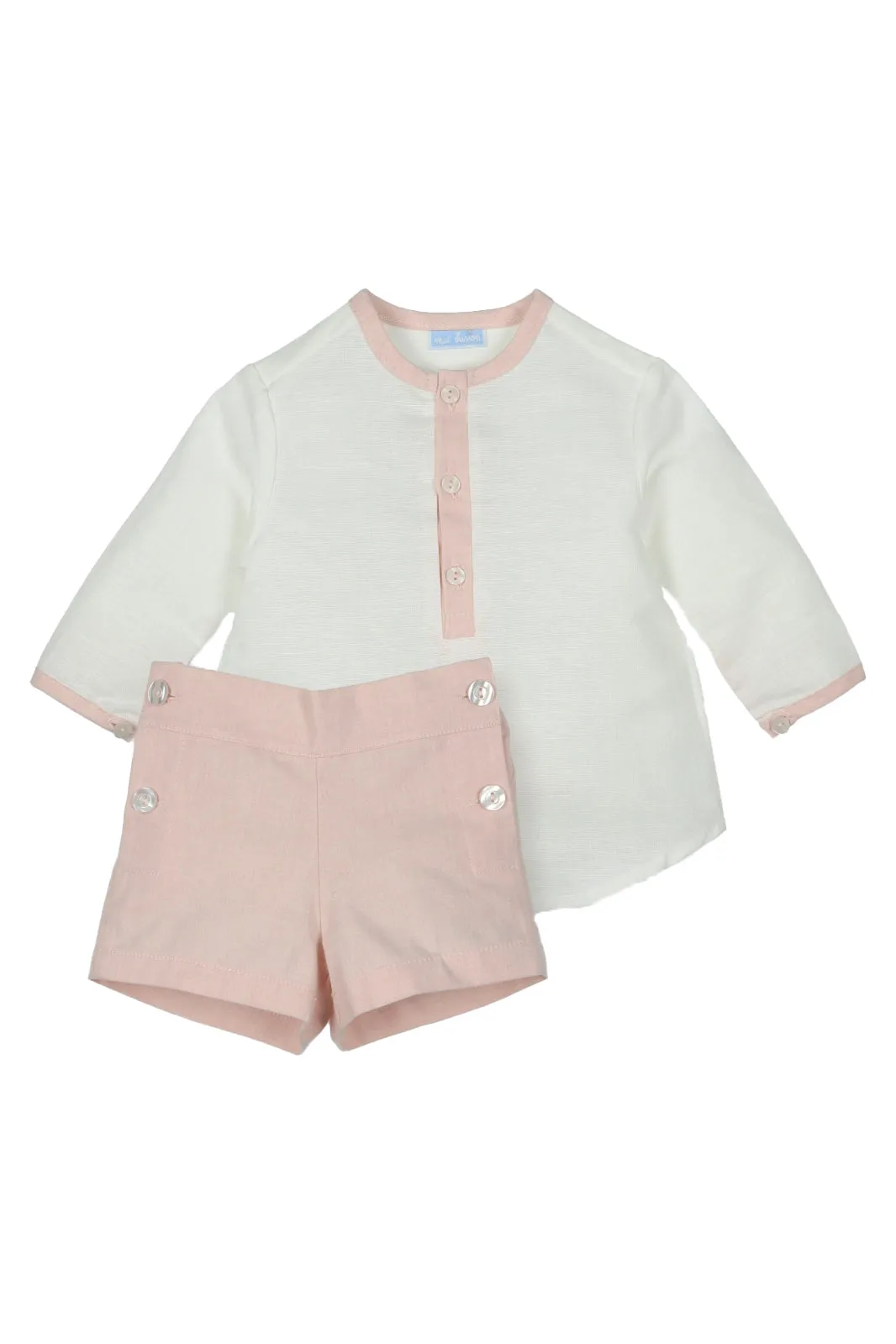 "Zion" Ivory Shirt & Pale Pink Shorts