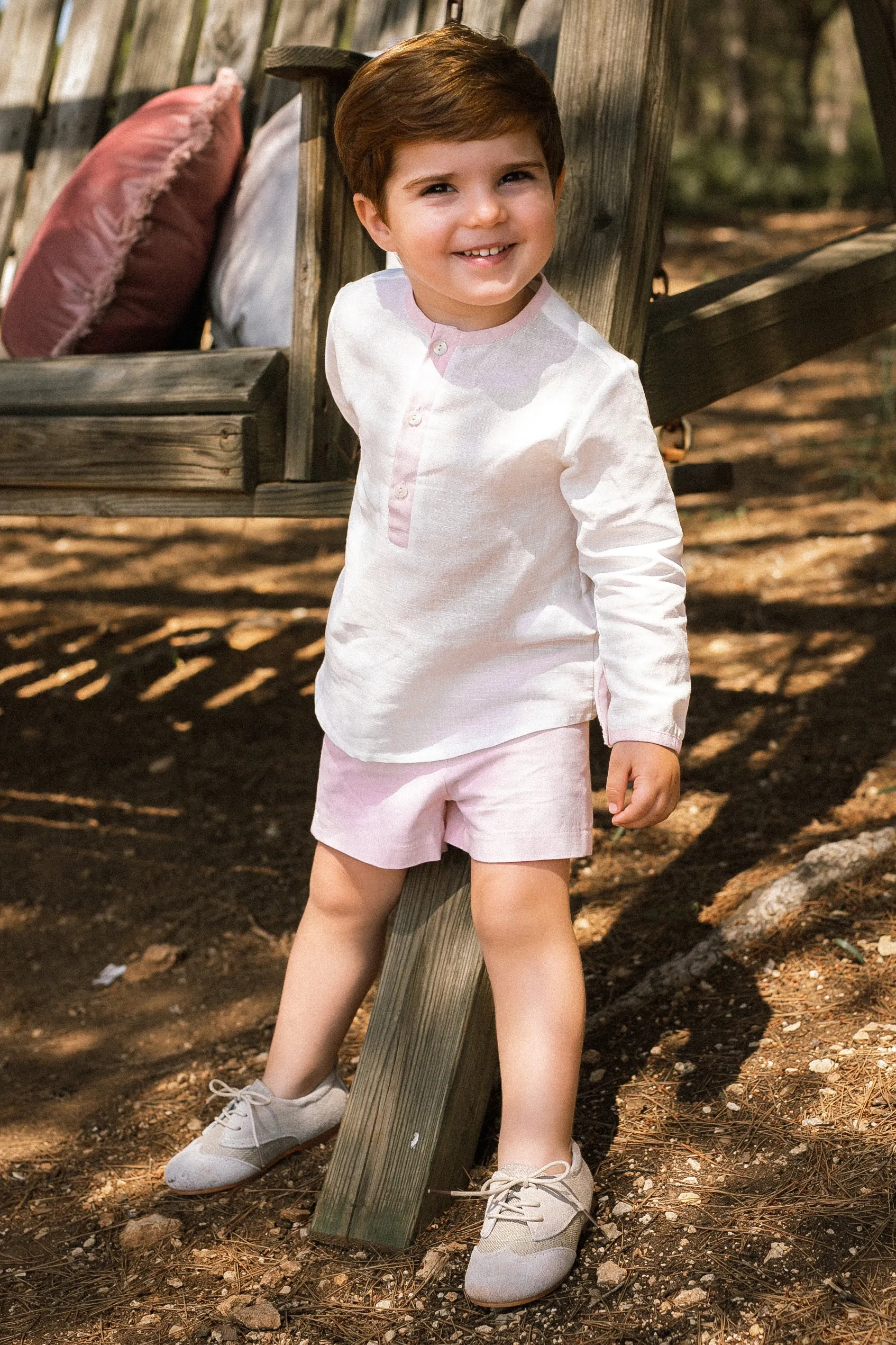 "Zion" Ivory Shirt & Pale Pink Shorts