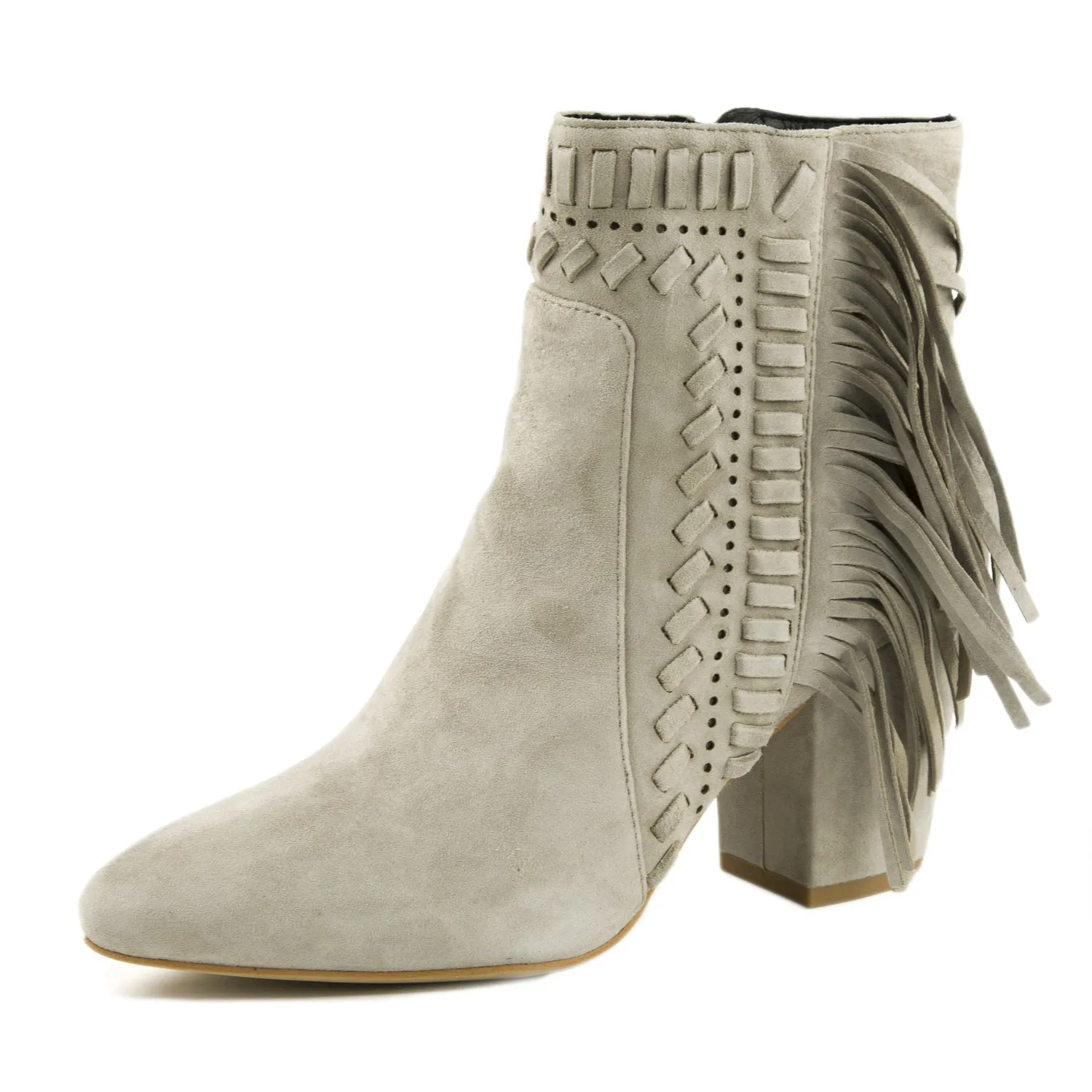 REBECCA MINKOFF Women's Illan Suede Fringed Ankle Boots $295 NIB