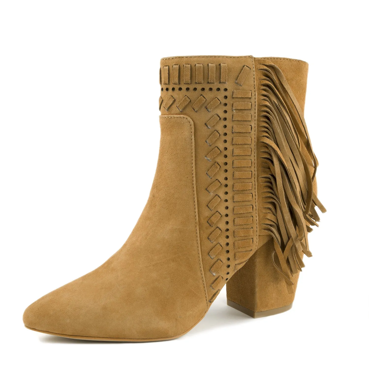 REBECCA MINKOFF Women's Illan Suede Fringed Ankle Boots $295 NIB