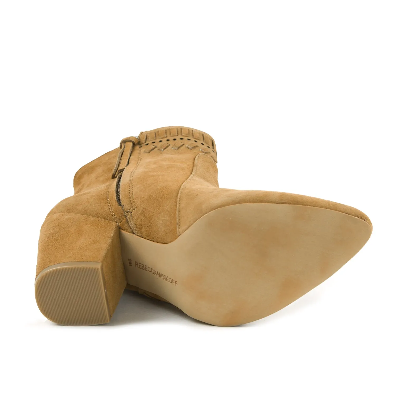 REBECCA MINKOFF Women's Illan Suede Fringed Ankle Boots $295 NIB