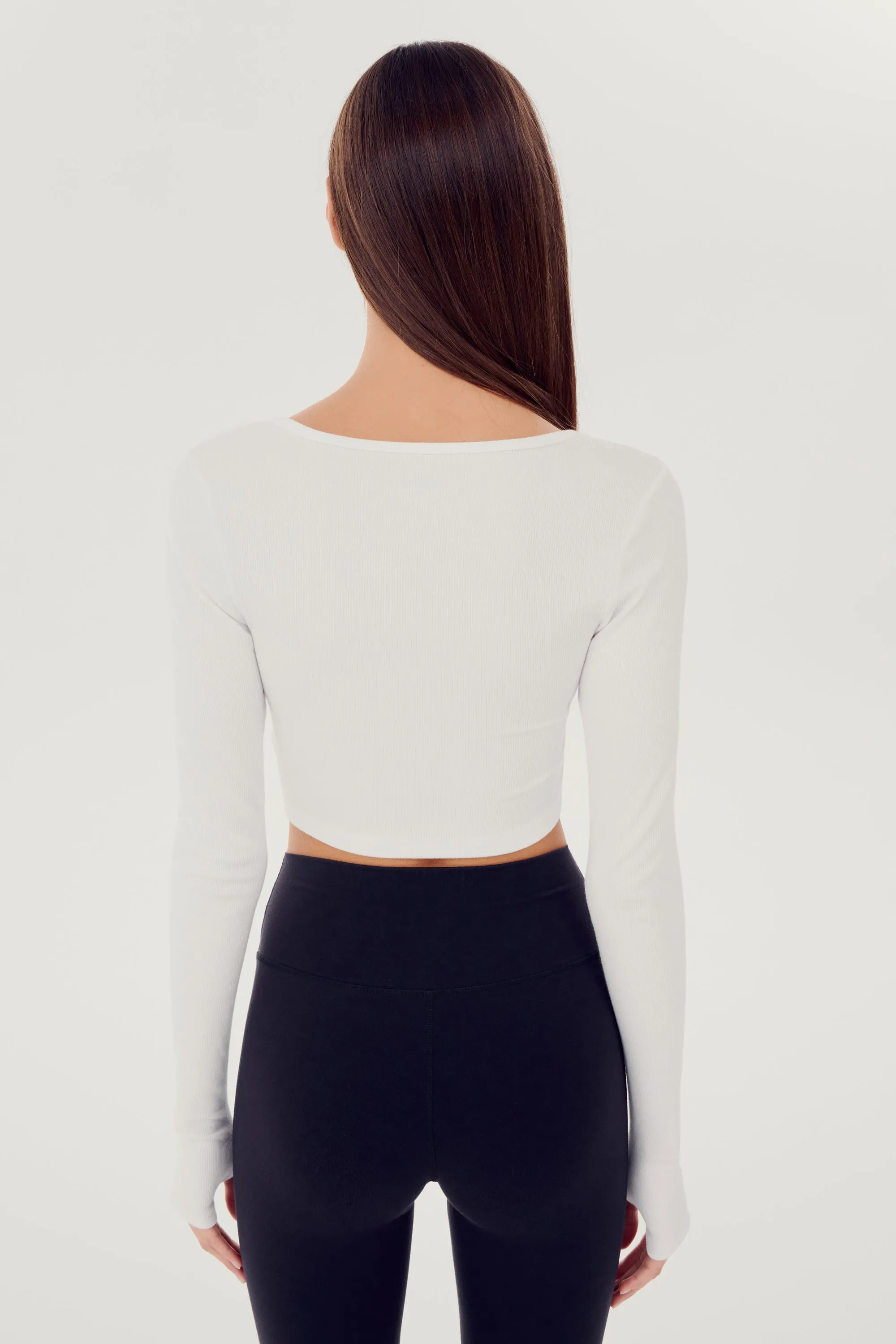 Rene Rib Crop Cardigan - White