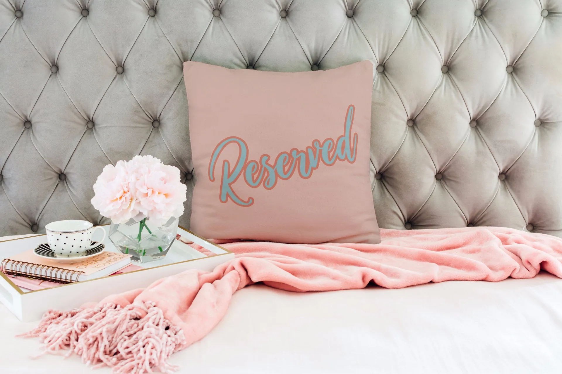 Reserved pillow in pink and blue, modern pillow, Interior decor, home decor pillow cover and insert, home accent pillow, housewarming