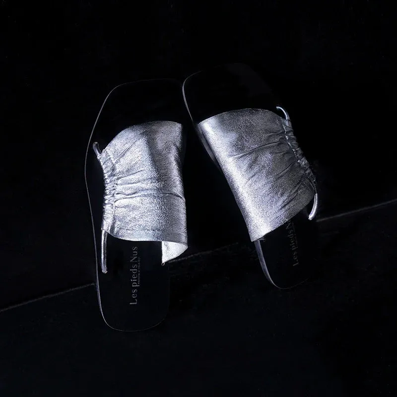 Ruched Square Toe Sandals