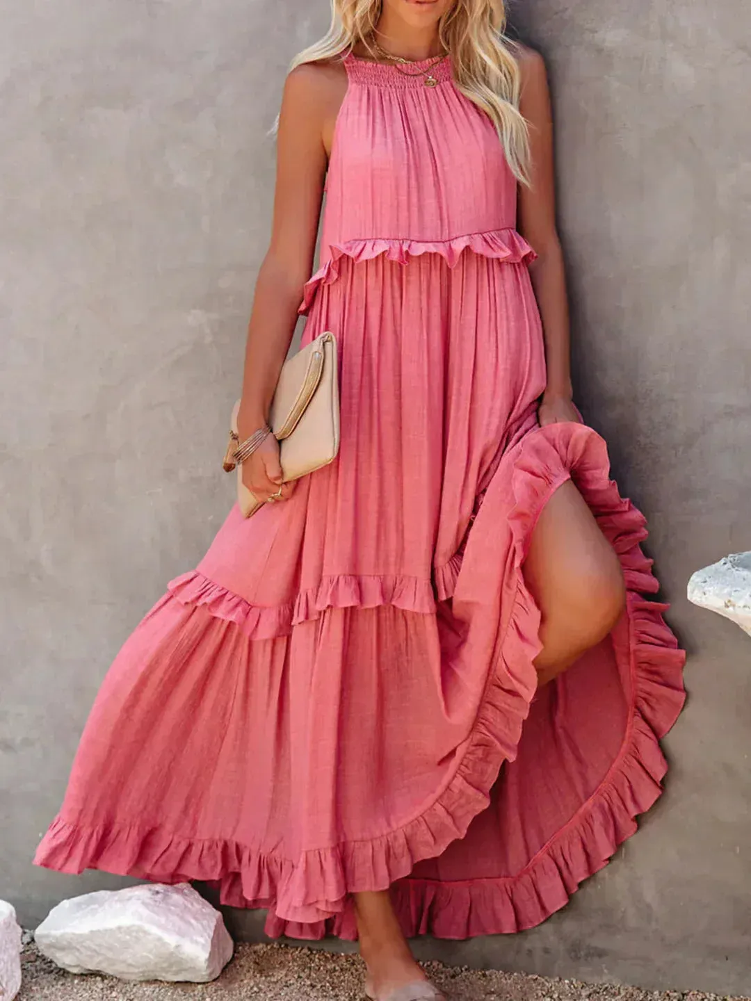 Sarah | Halter Ruffle Maxi Dress (Almost sold out)