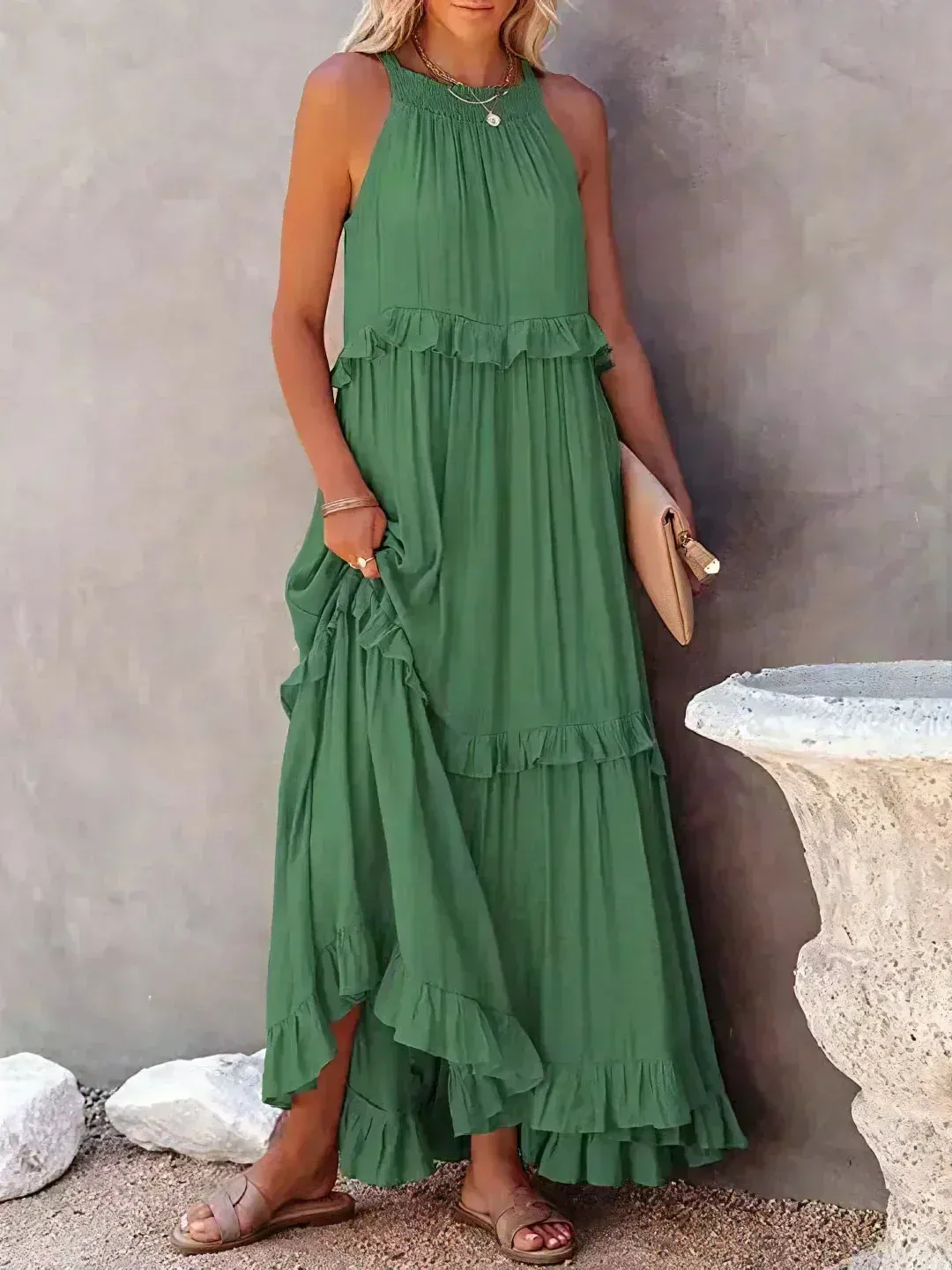 Sarah | Halter Ruffle Maxi Dress (Almost sold out)