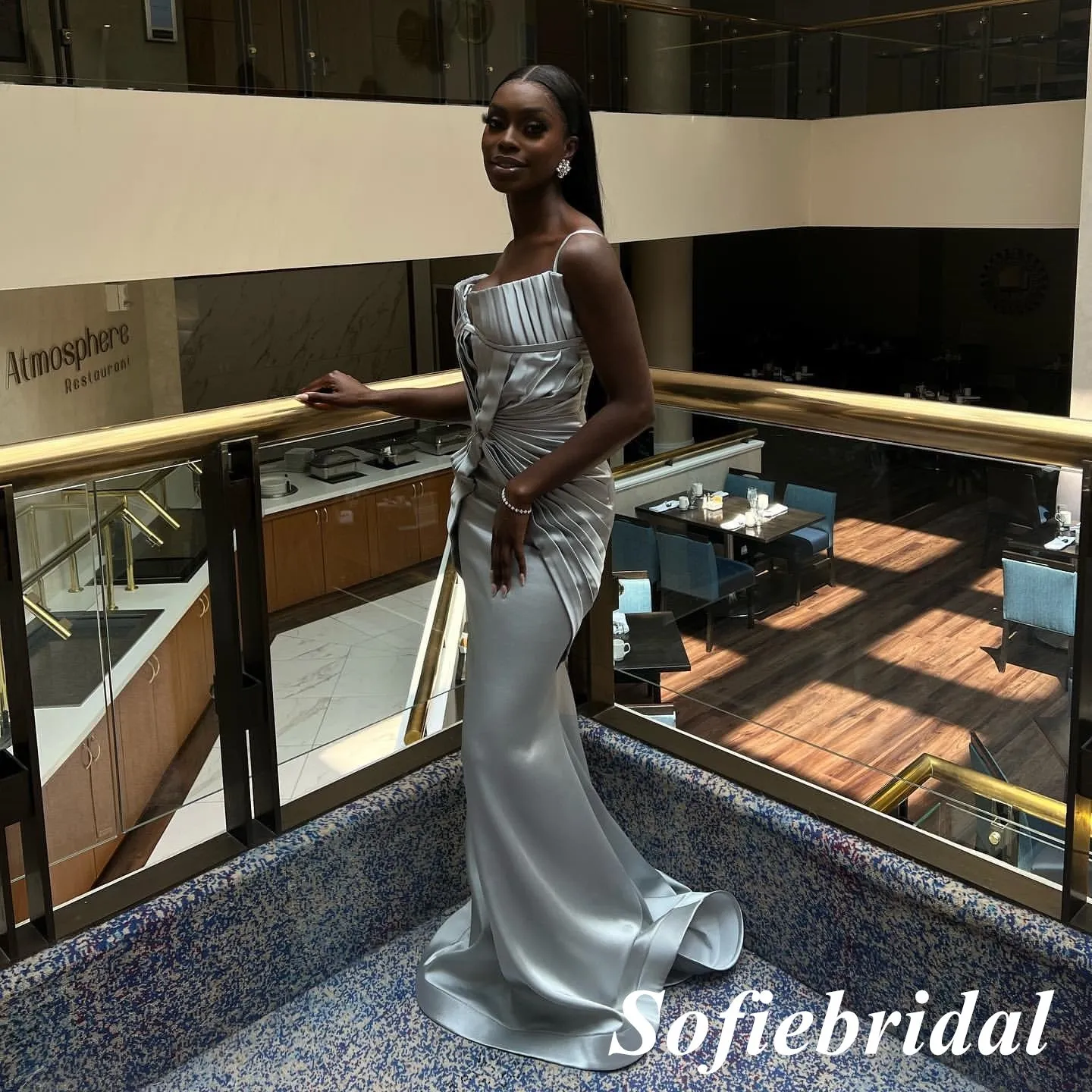 Sexy Soft Satin Spaghetti Straps Sleeveless Memmaid Floor Length Prom Dress, PD01070