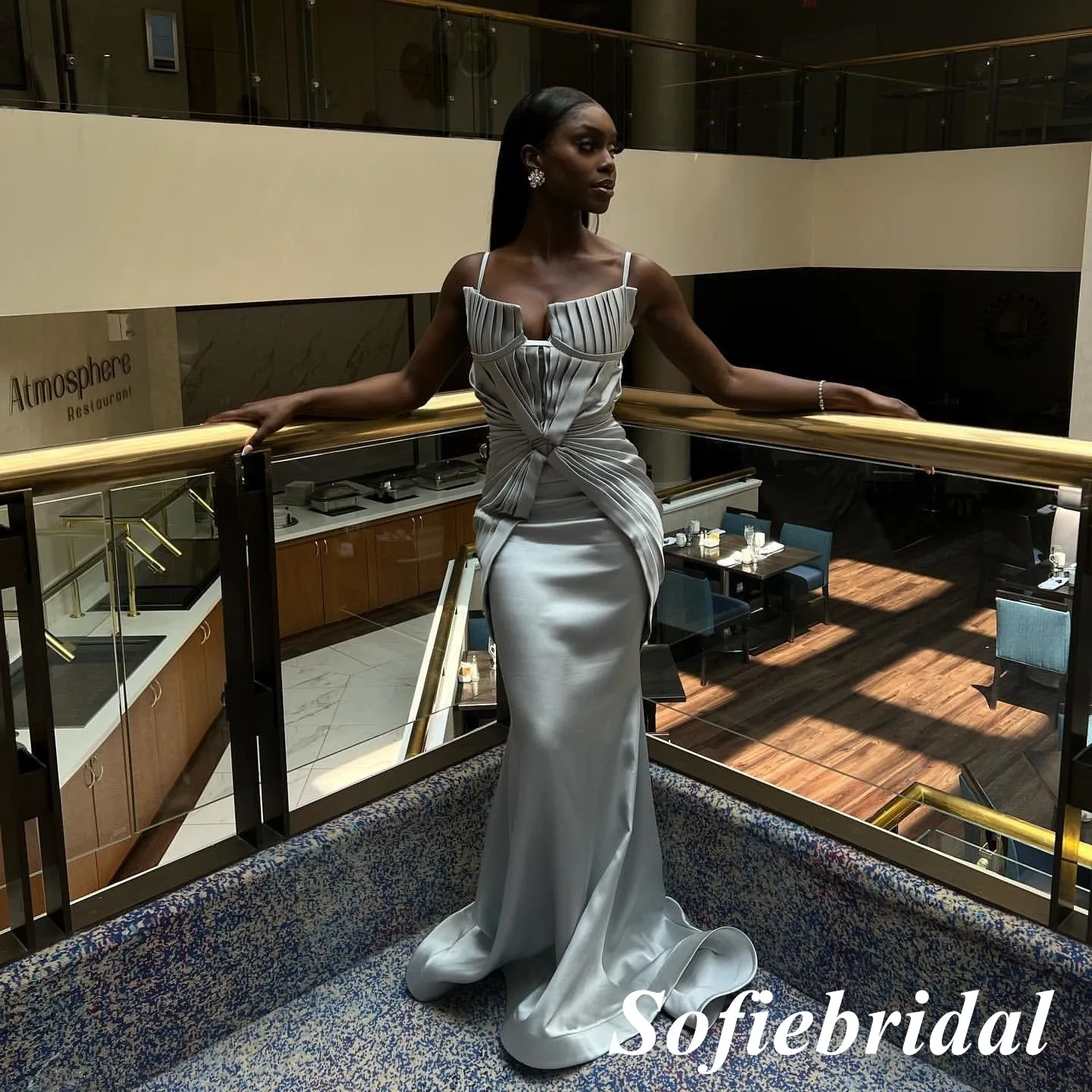 Sexy Soft Satin Spaghetti Straps Sleeveless Memmaid Floor Length Prom Dress, PD01070