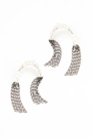 Silver Gunmetal Fringe Earrings