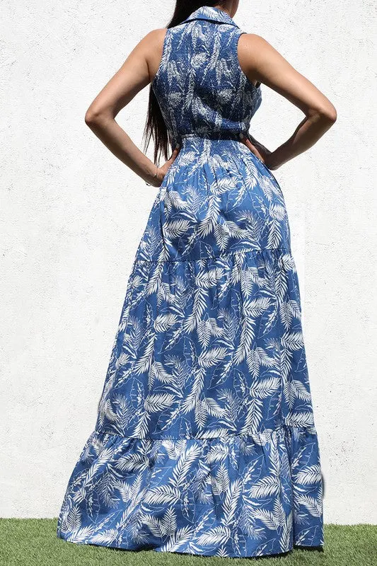 SMOCKED WOVEN MAXI DRESS