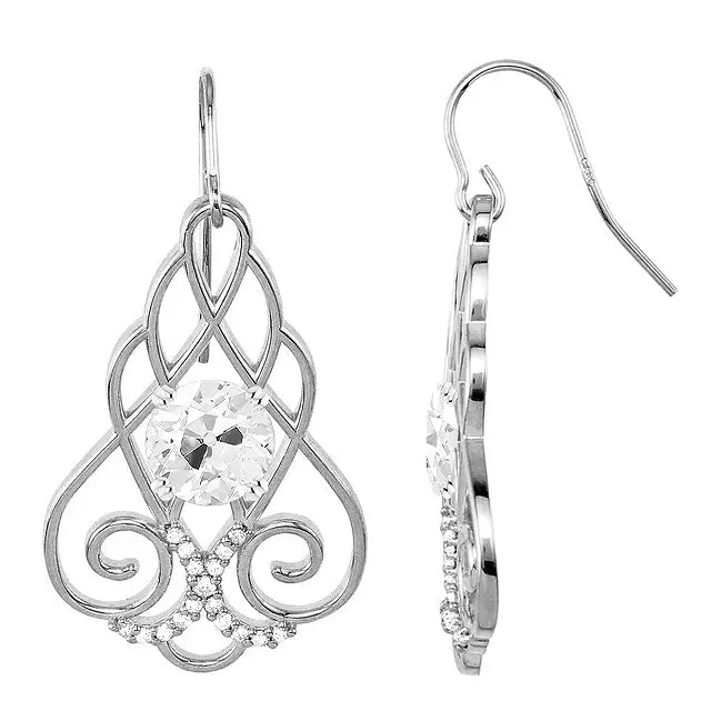 Stylish Dangle Earrings 2.25 Ct Ladies Old Miner Natural Diamond