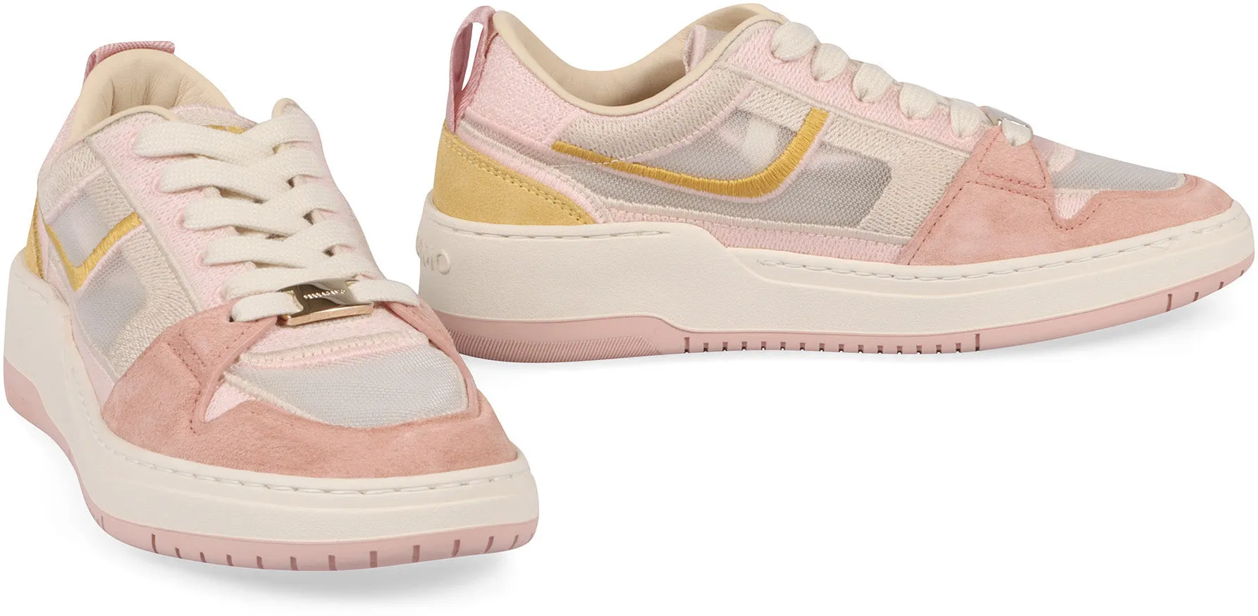 Suede and fabric low-top sneakers