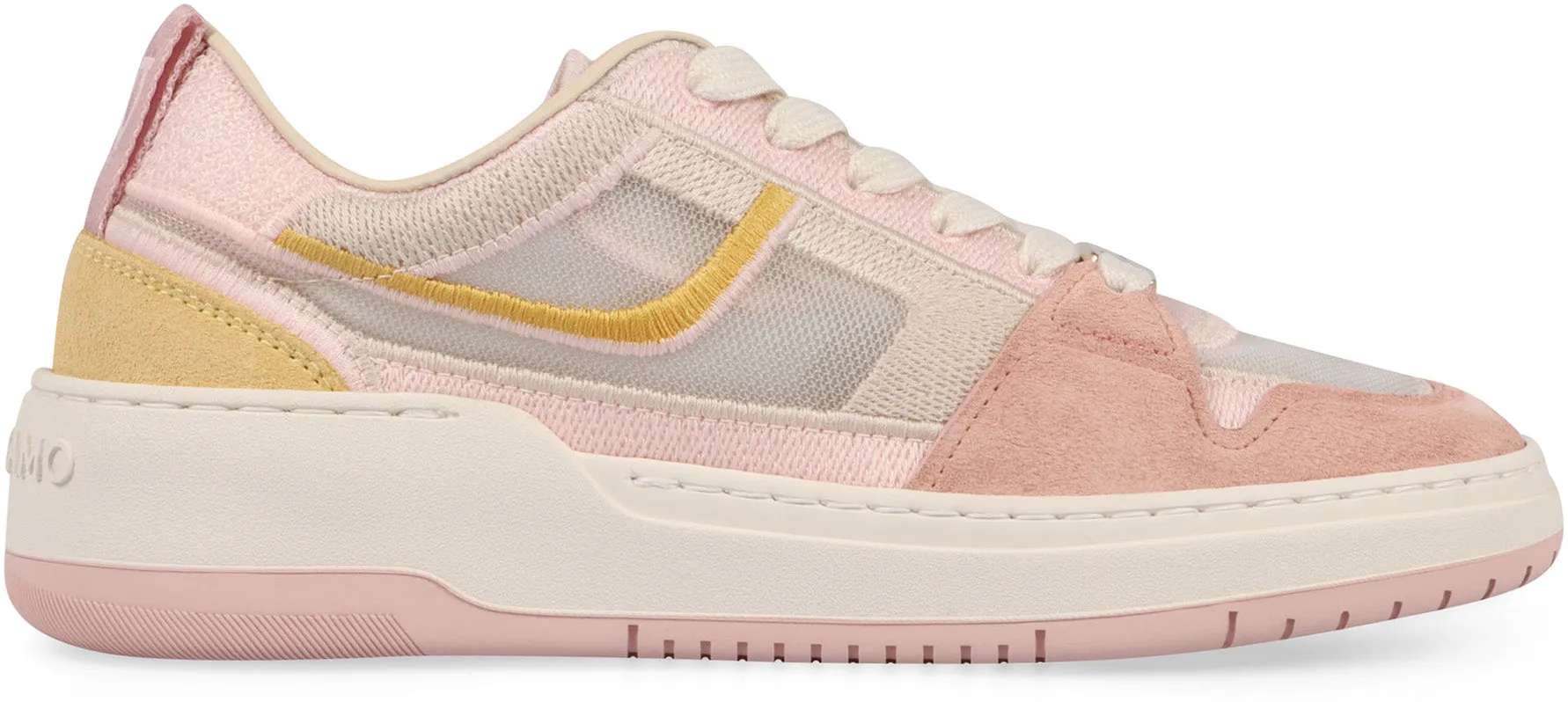 Suede and fabric low-top sneakers