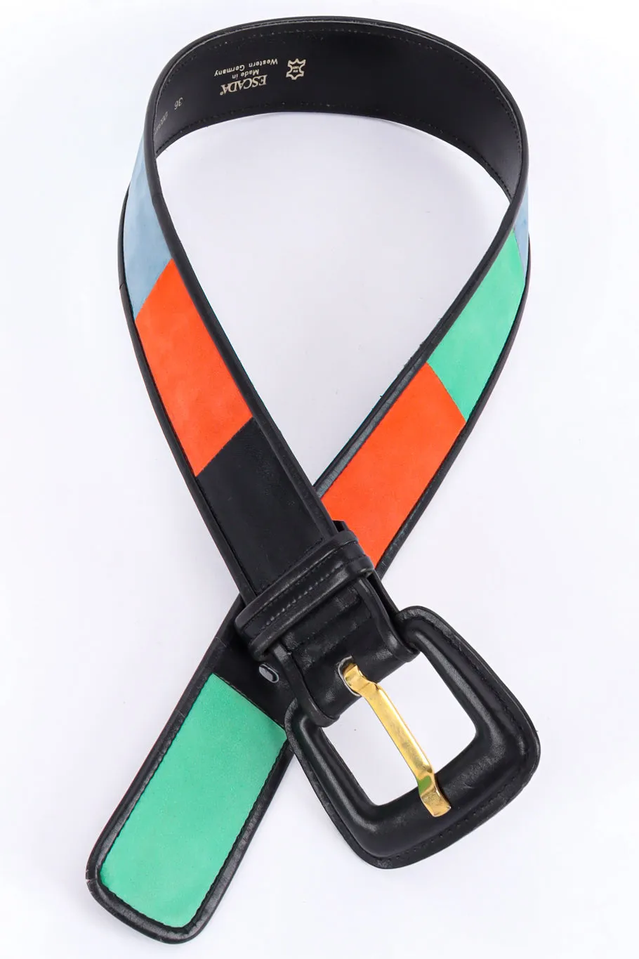 Suede Leather Color Block Belt