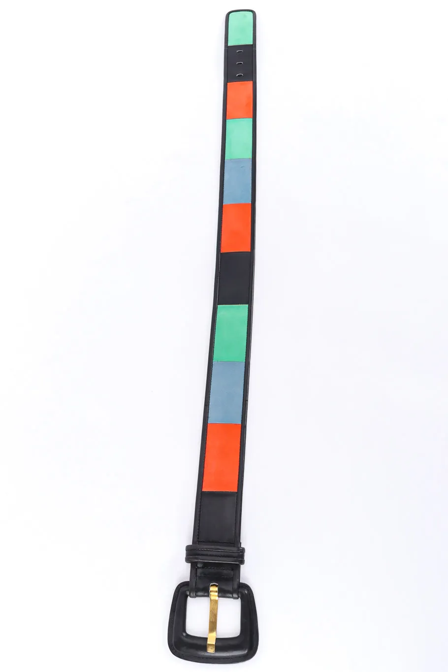 Suede Leather Color Block Belt