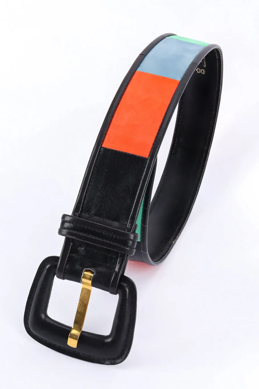 Suede Leather Color Block Belt