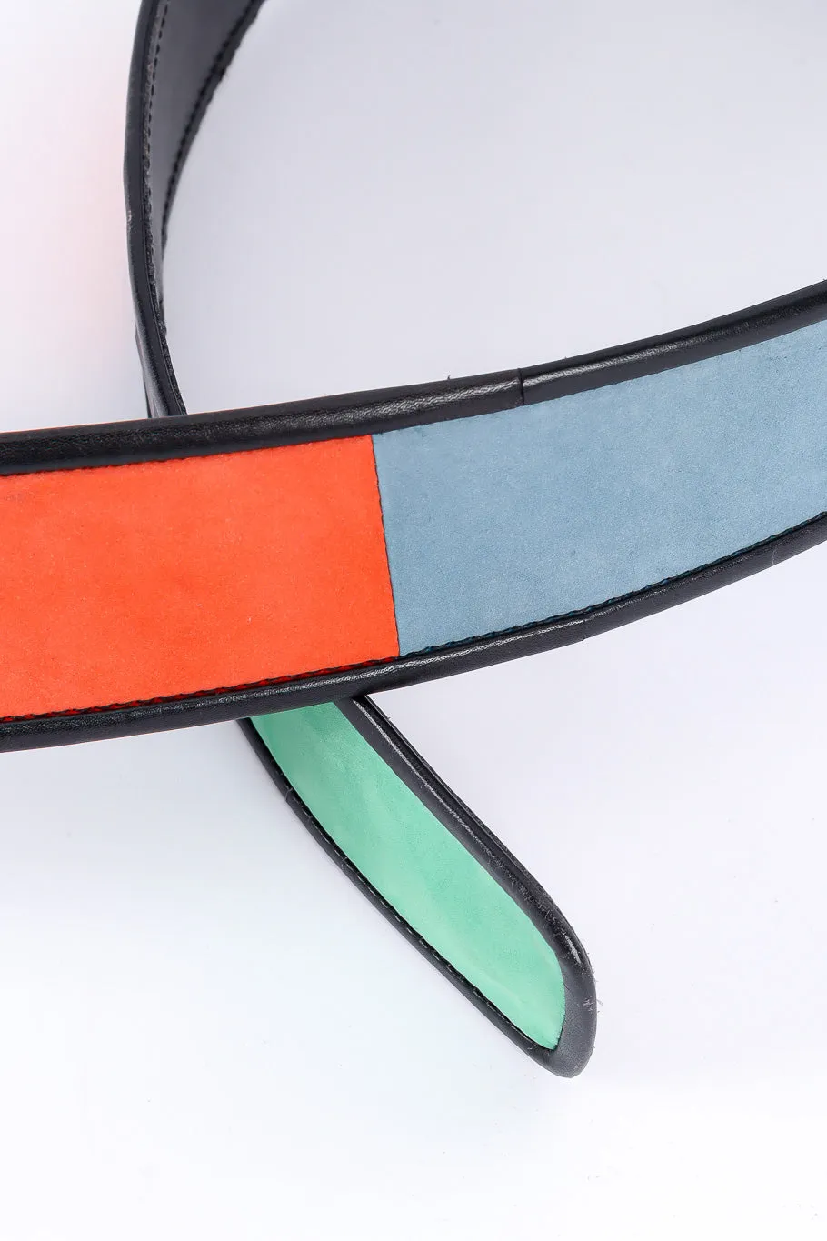 Suede Leather Color Block Belt
