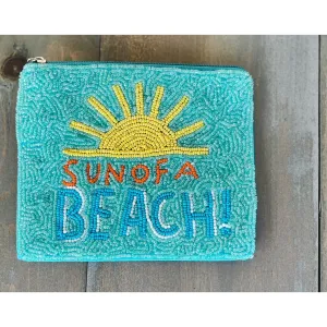 Sun of a Beach" Seed Beaded Coin Pouch – Summer Fun in a Bag! ☀️🏖️