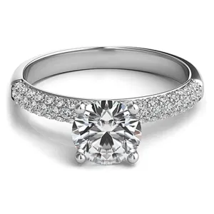 Triple Row Pave Diamond Engagement Ring
