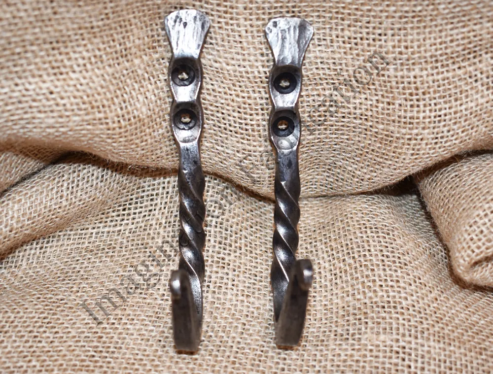 Twisted 3/8 Hooks, Large Rat Tail (Pair)